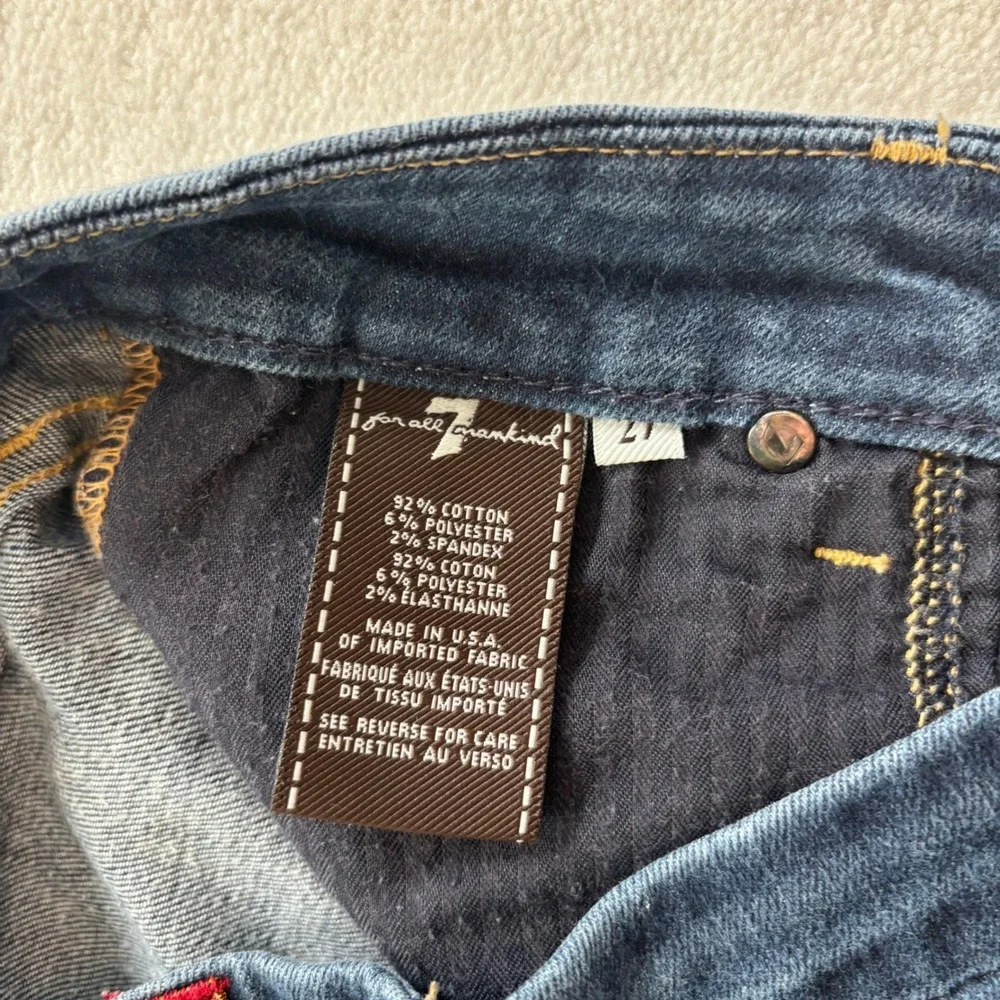 7 For All Mankind Kimmie Crop Jeans Women 27 Dark Wash Excellent Slim Fit‎ Denim
